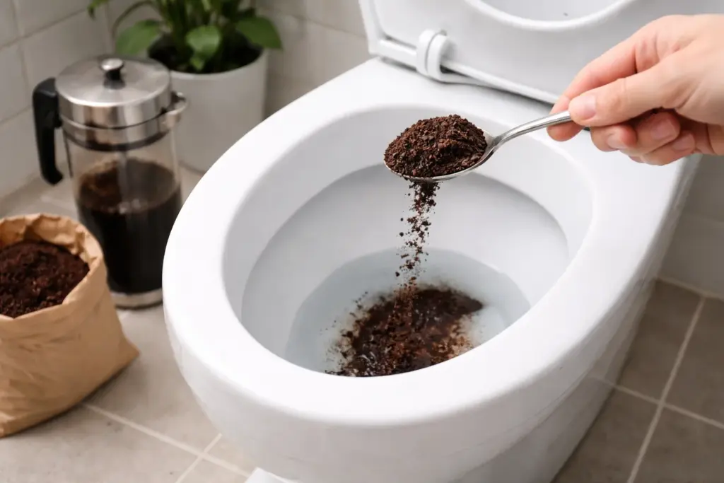 Yksi lusikallinen riittää: siksi yhä useammat kaatavat kahvinporoja wc:hen